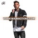 Fashion sleeve design black plain dyed men's denim jacket