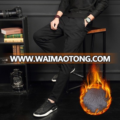 PM05 men's casual pants 2018 men's new autumn winter elastic leg pants Korean fashion men's Velvet casual pants